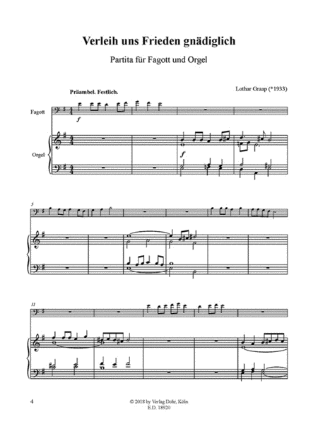 Verleih uns Frieden gnädiglich für Fagott und Orgel -Partita-