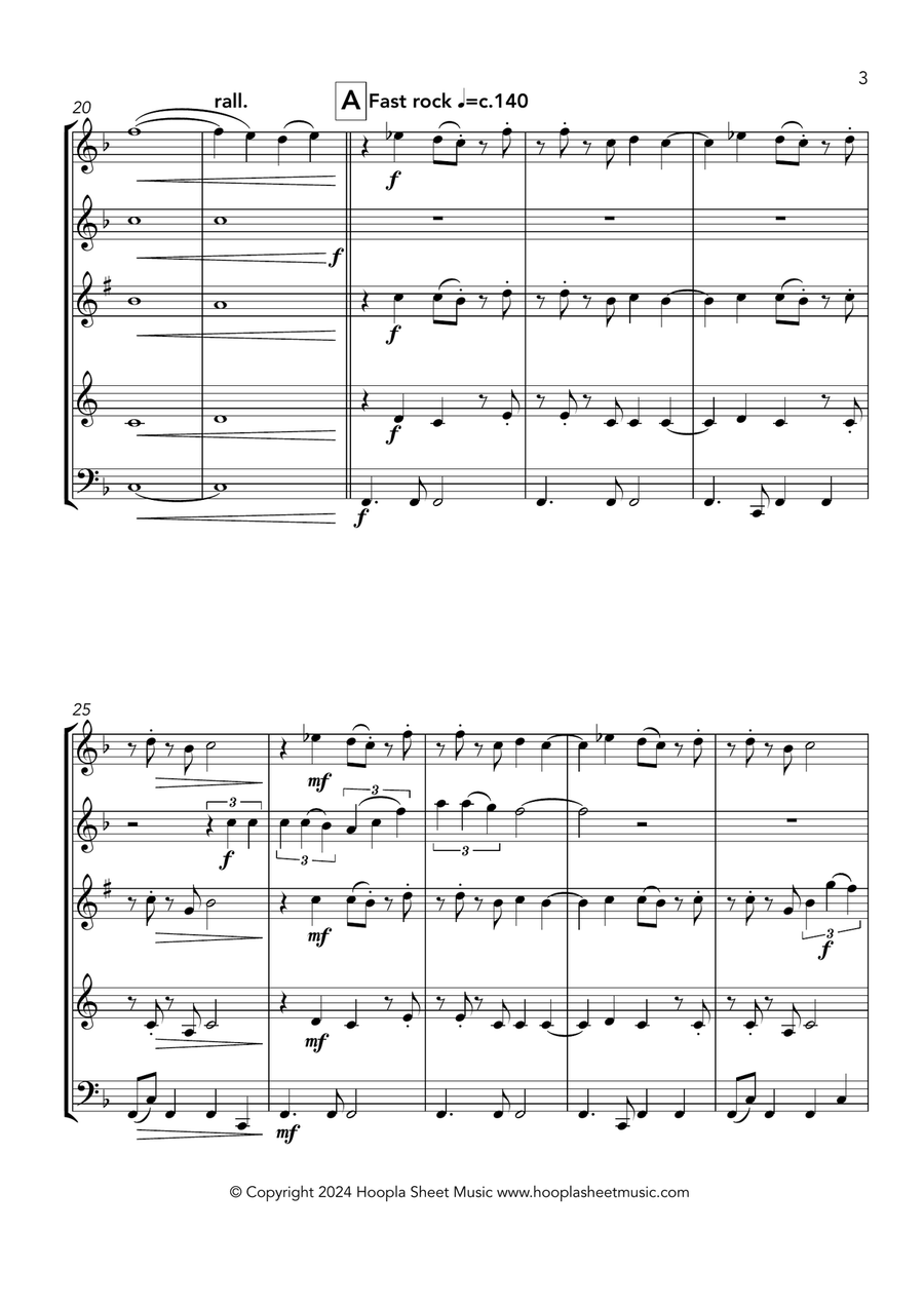 Battle Hymn of the Republic (Rock Style) Woodwind Quintet scores gallery preview page 3