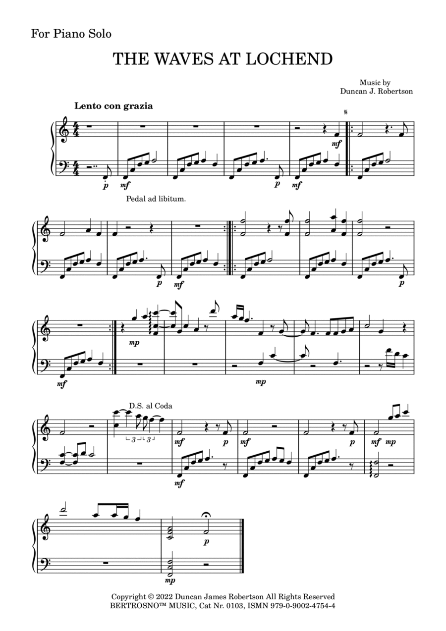 The Waves At Lochend The Waves At Lochend Piano Solo scores gallery preview page 1