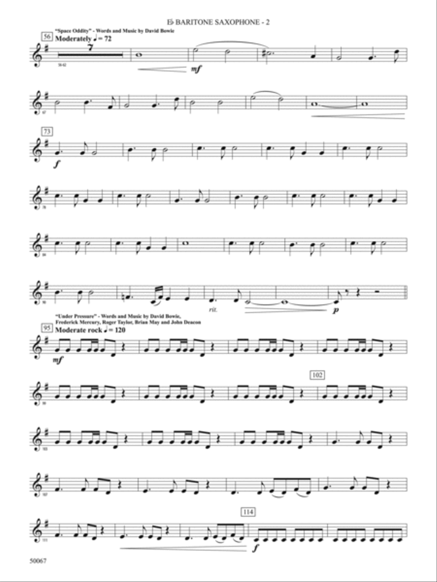 David Bowie: The Hits: E-flat Baritone Saxophone Concert Band scores gallery preview page 2