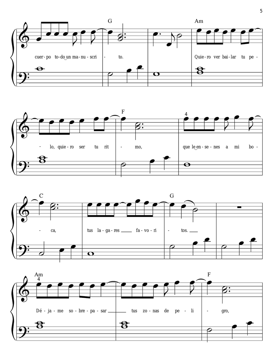 Despacito Easy Piano scores gallery preview page 5