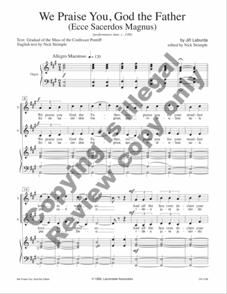 We Praise You, God the Father (Ecce Sacerdos Magnus) 2-Part scores gallery preview page 3