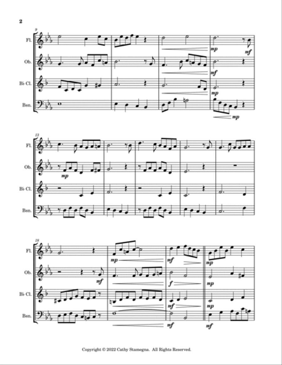 I’ll Take You Home Again, Kathleen (Woodwind Quartet: Flute, Oboe, Bb Clarinet, Bassoon) Woodwind Quartet scores gallery preview page 3