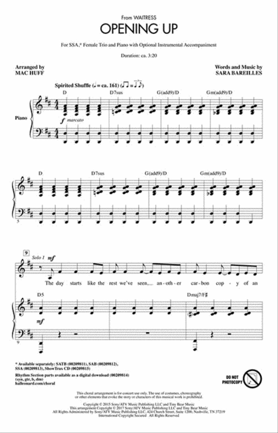 Opening Up (from Waitress) SSA scores gallery preview page 2