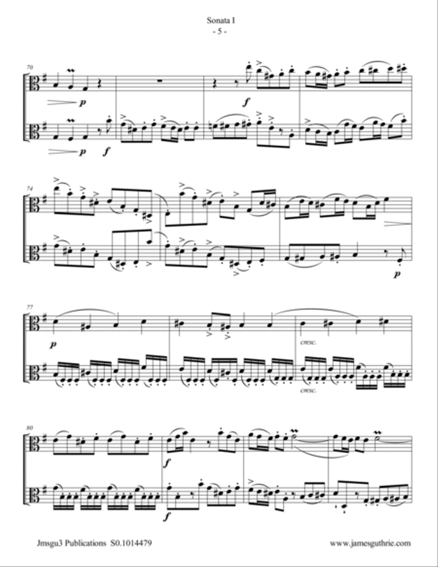 Handel: Sonata No. 1 for Viola Duo String Duet scores gallery preview page 5