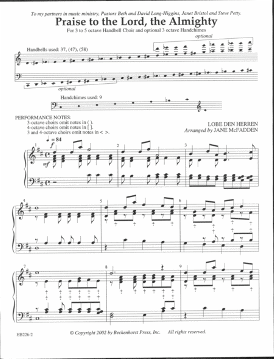 Praise to the Lord, the Almighty - McFadden 5-Octaves scores gallery preview page 2