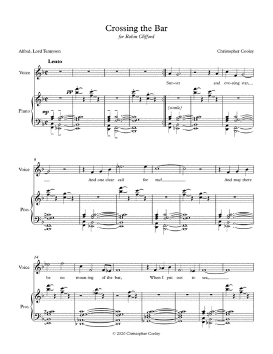 Crossing the Bar Piano, Vocal, Guitar scores gallery preview page 1