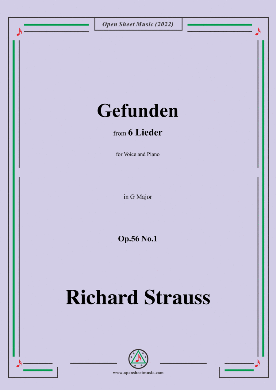 Richard Strauss-Gefunden,in G Major,Op.56 No.1 Voice scores gallery preview page 1