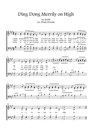 Ding Dong Merrily on High (SATB - A major - 2 staff - no chords - no piano)