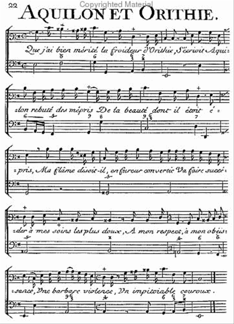 French cantatas for solo voice with symphonie - 1729