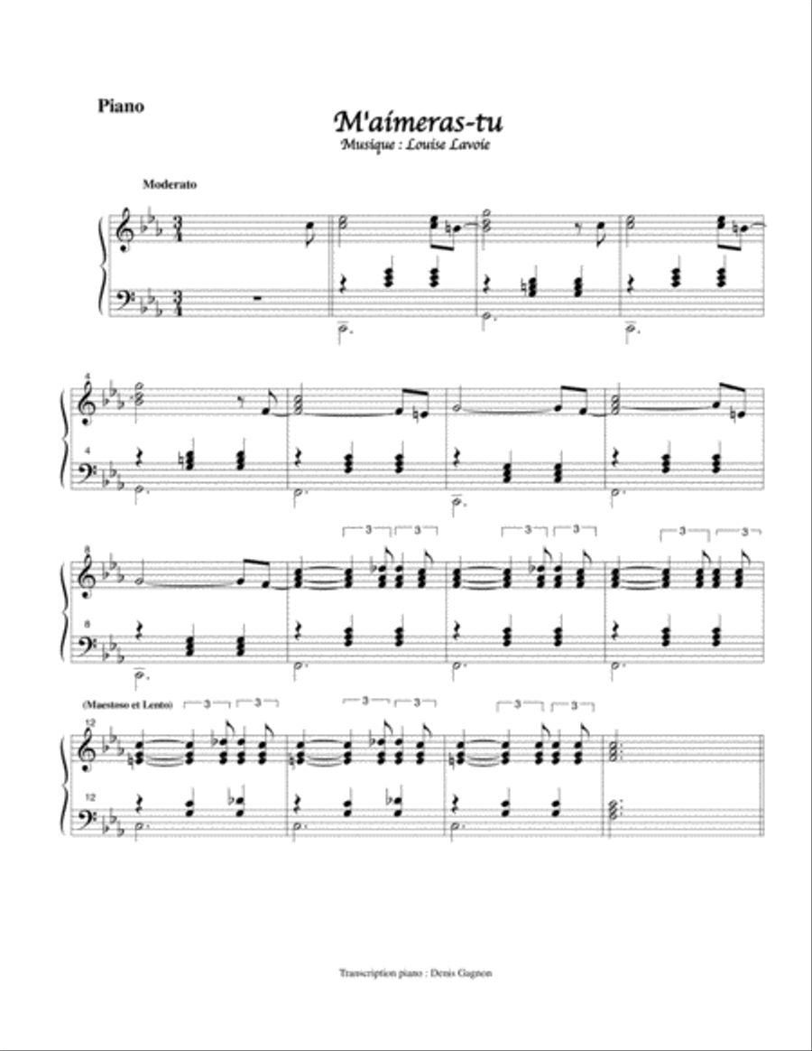 M'aimeras-tu (piano solo détaillé) image number null