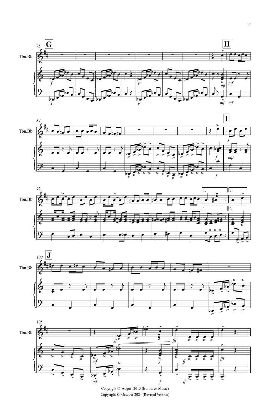 3 Halloween Pieces for Trombone in Bb and Piano Piano scores gallery preview page 3