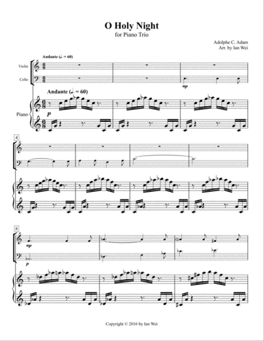 O Holy Night for Piano Trio Piano Trio scores gallery preview page 1