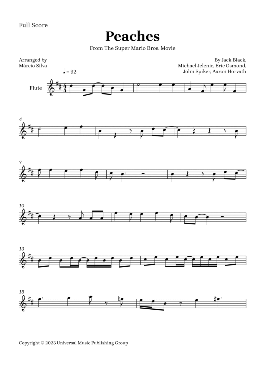 Peaches Peaches Flute Solo scores gallery preview page 1