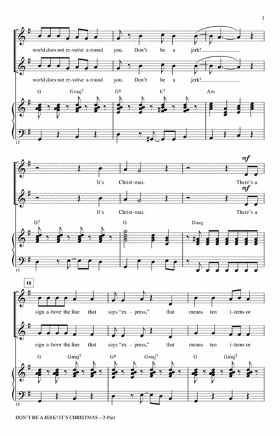 Don't Be a Jerk (It's Christmas) 4-Part scores gallery preview page 3