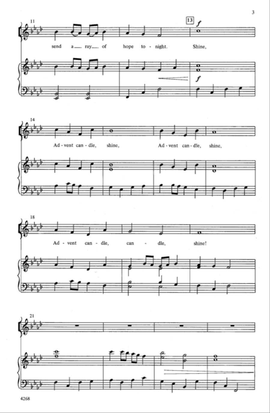 Shine, Advent Candle, Shine! Unison Choir scores gallery preview page 3