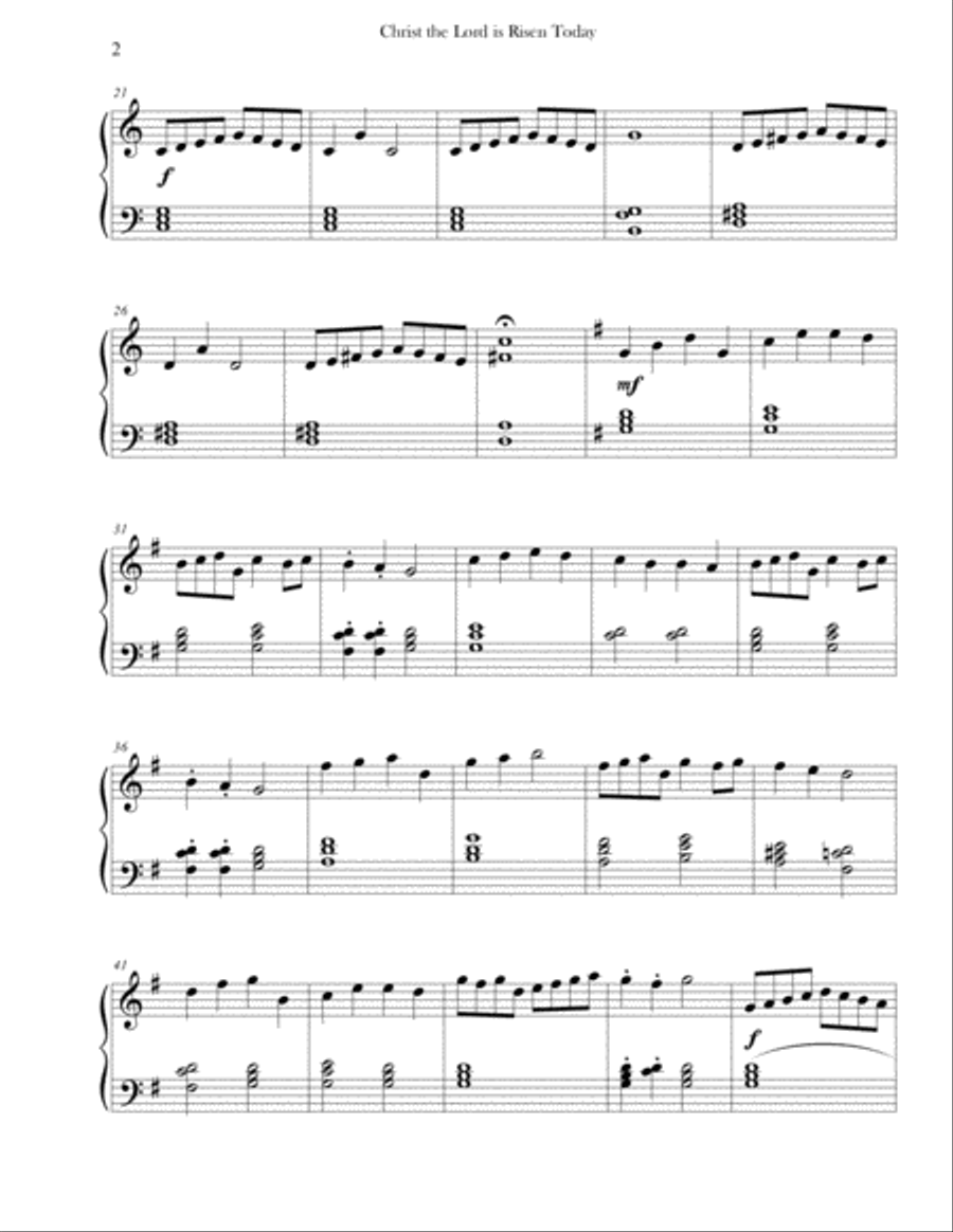Christ the Lord is Risen Today (Easy Piano) Easy Piano scores gallery preview page 2