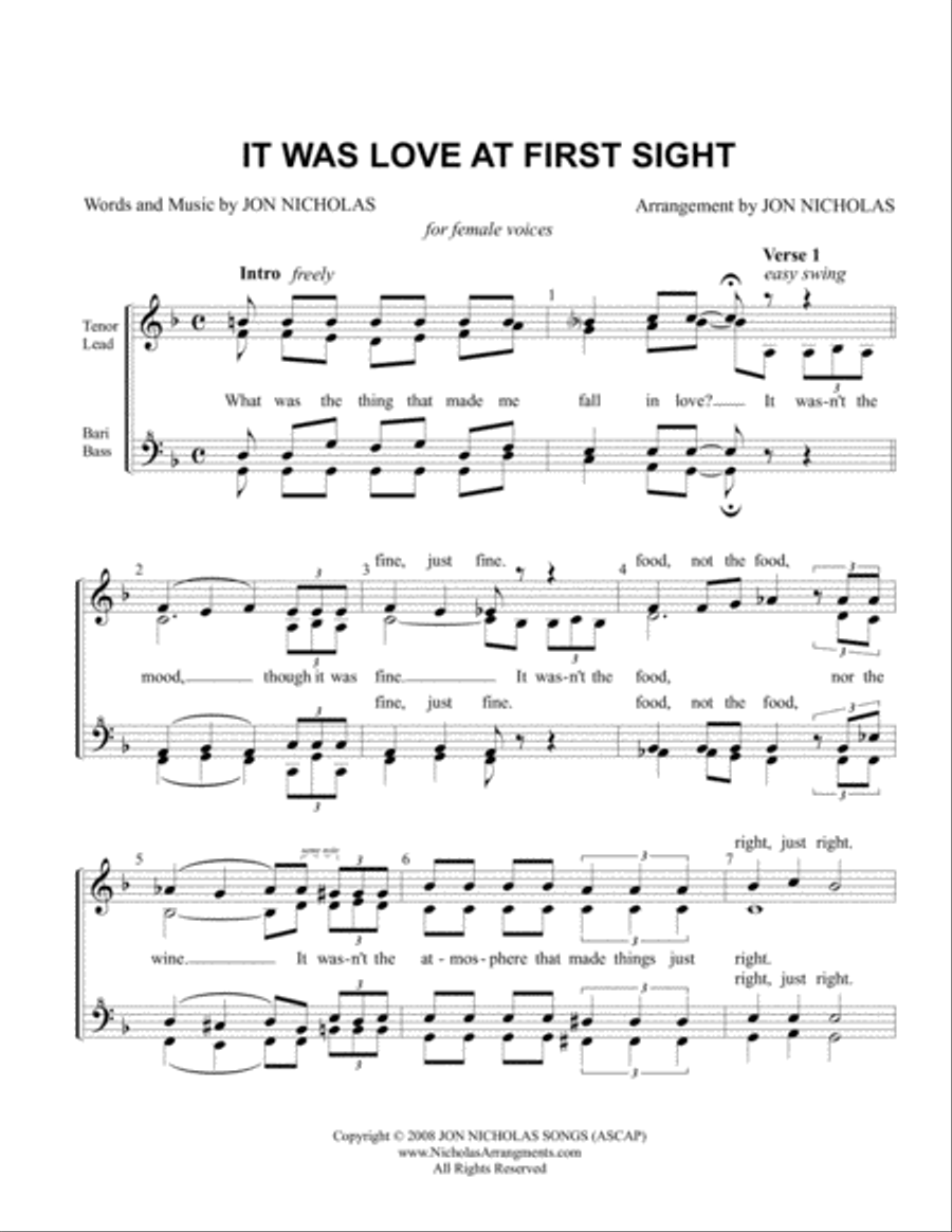 It Was Love At First Sight SSAA scores gallery preview page 1