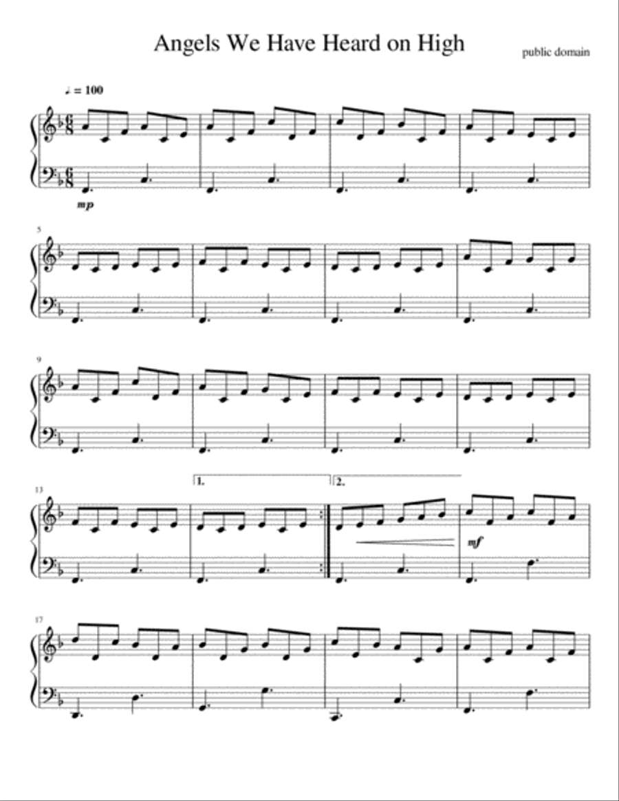 Angels We have Heard On High Piano Solo scores gallery preview page 1