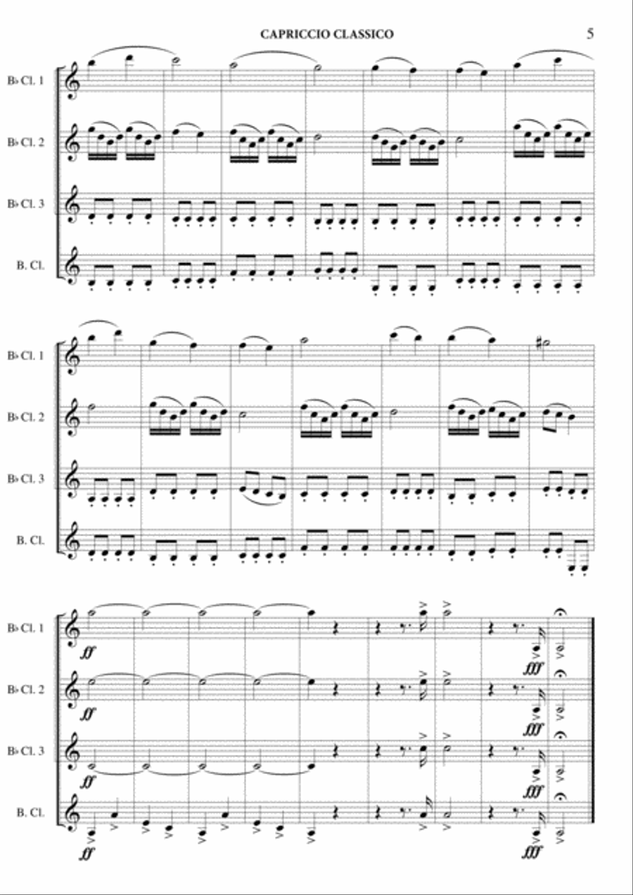 Capriccio Classico Capriccio Classico Clarinet Quartet scores gallery preview page 6