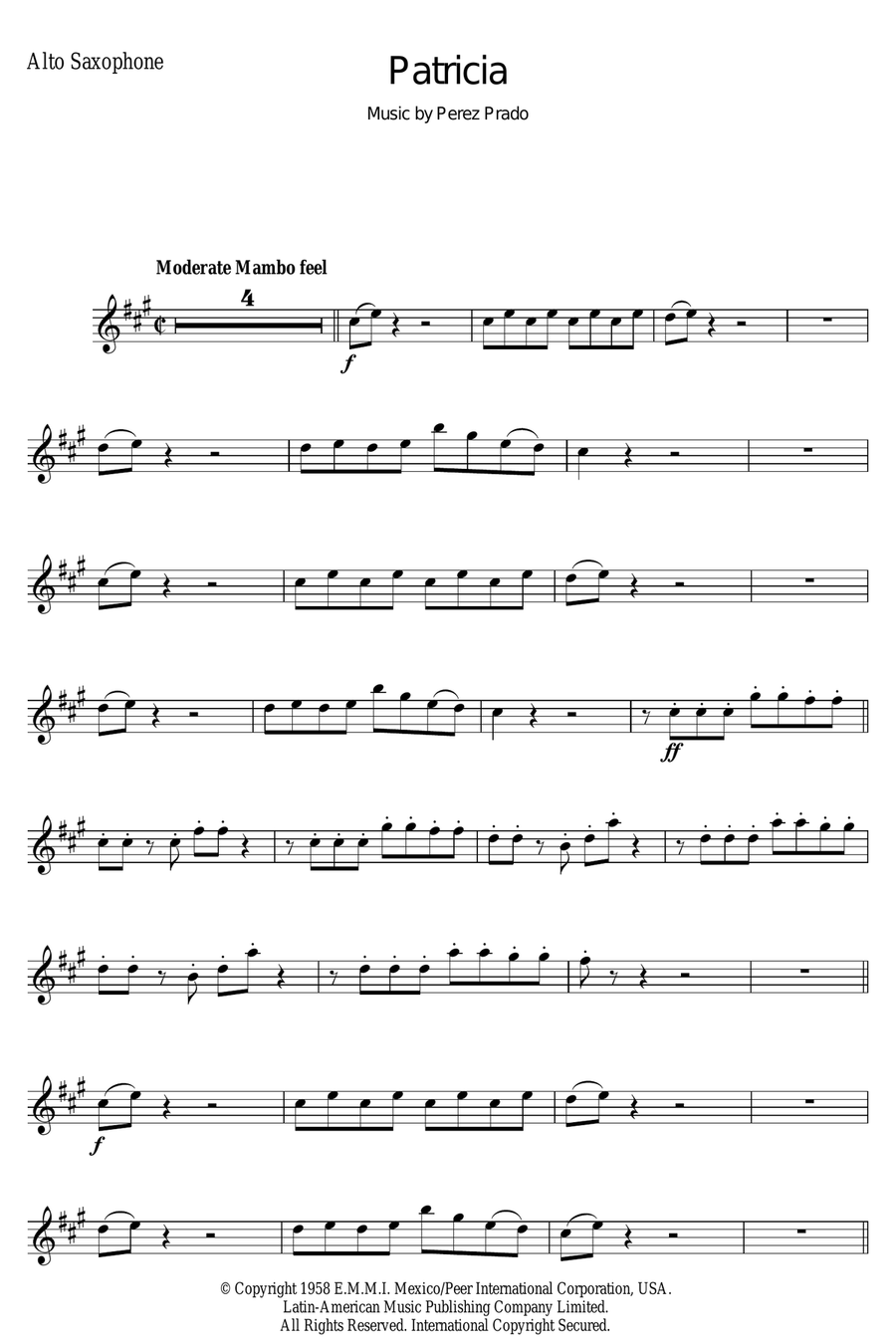 Patricia Patricia Alto Saxophone scores gallery preview page 1