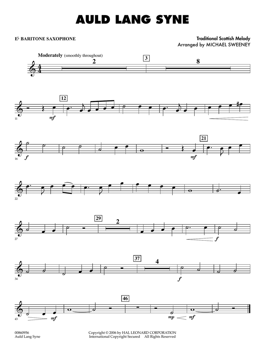 Auld Lang Syne - Eb Baritone Saxophone Concert Band scores gallery preview page 1