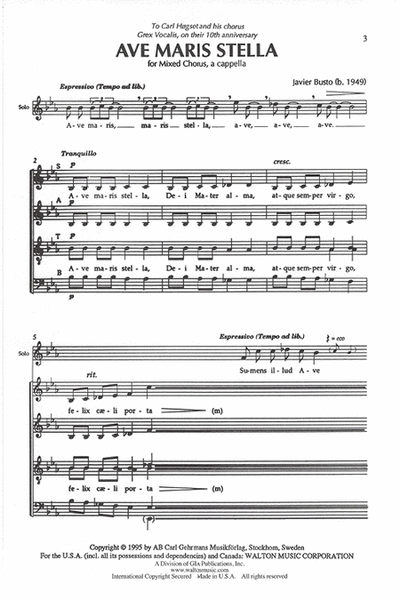 Ave Maris Stella - SATB