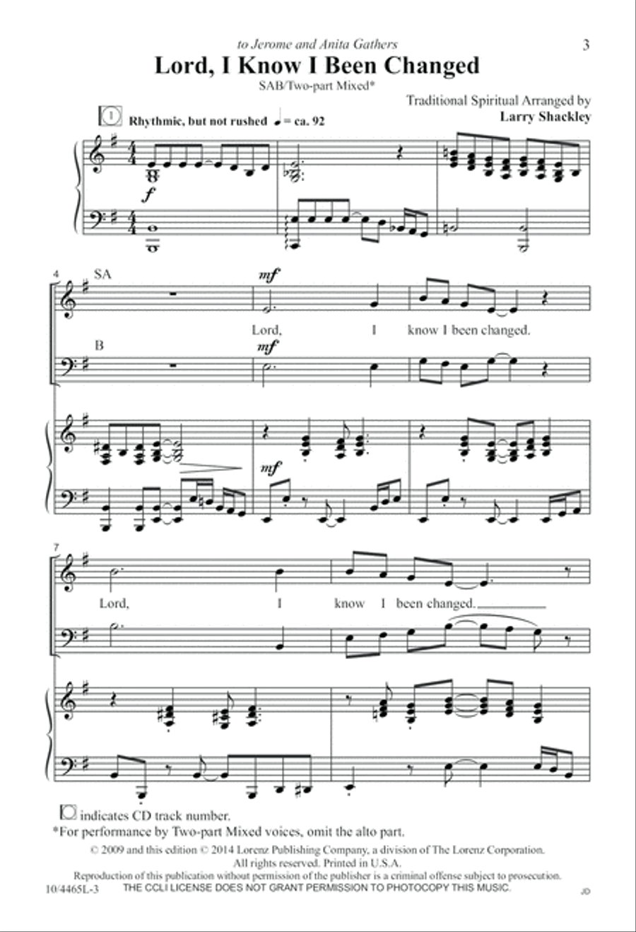 Lord, I Know I Been Changed 3-Part scores gallery preview page 3