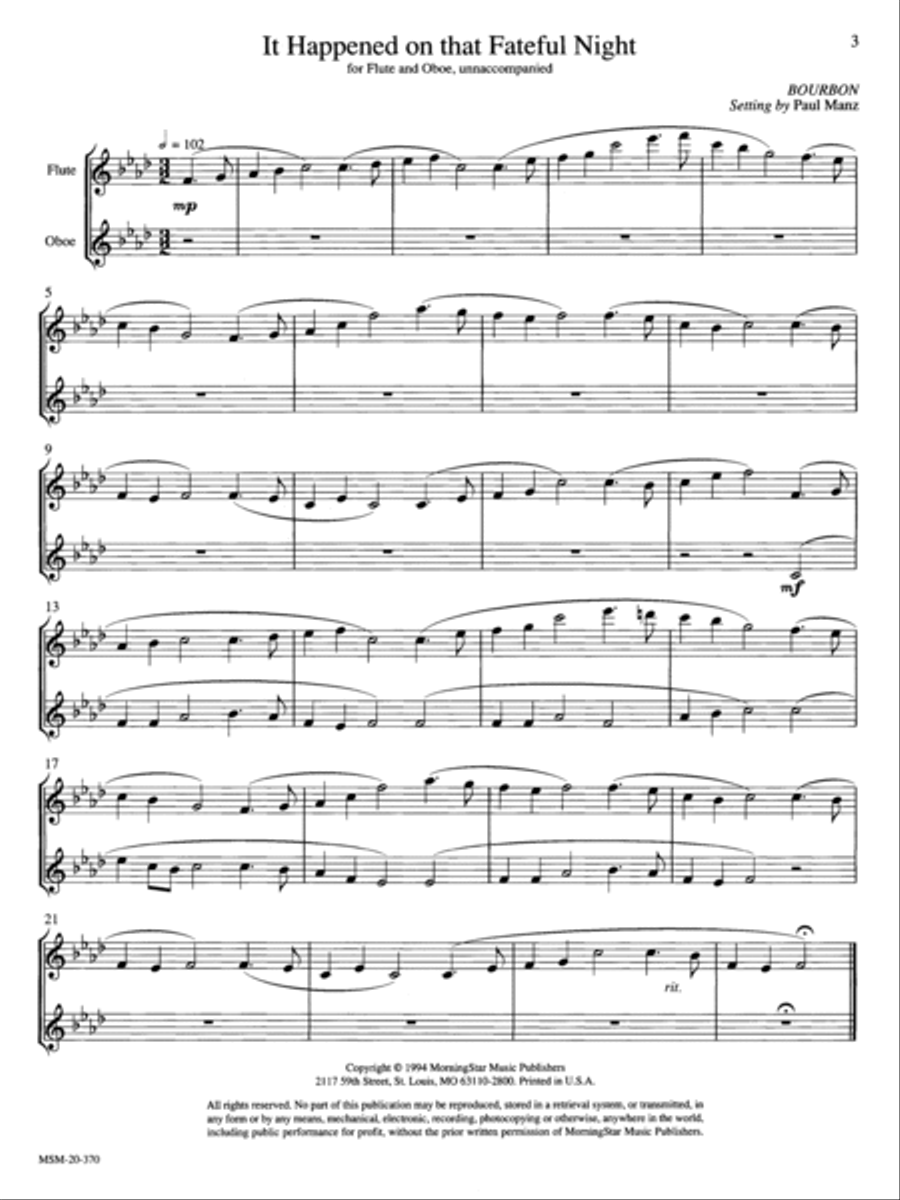 Two Lenten Hymns for Flute, Oboe and Organ Flute scores gallery preview page 3