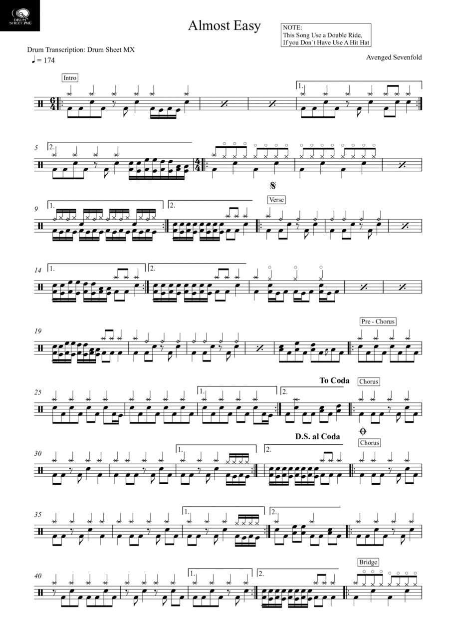 Almost Easy Drum Set scores gallery preview page 1