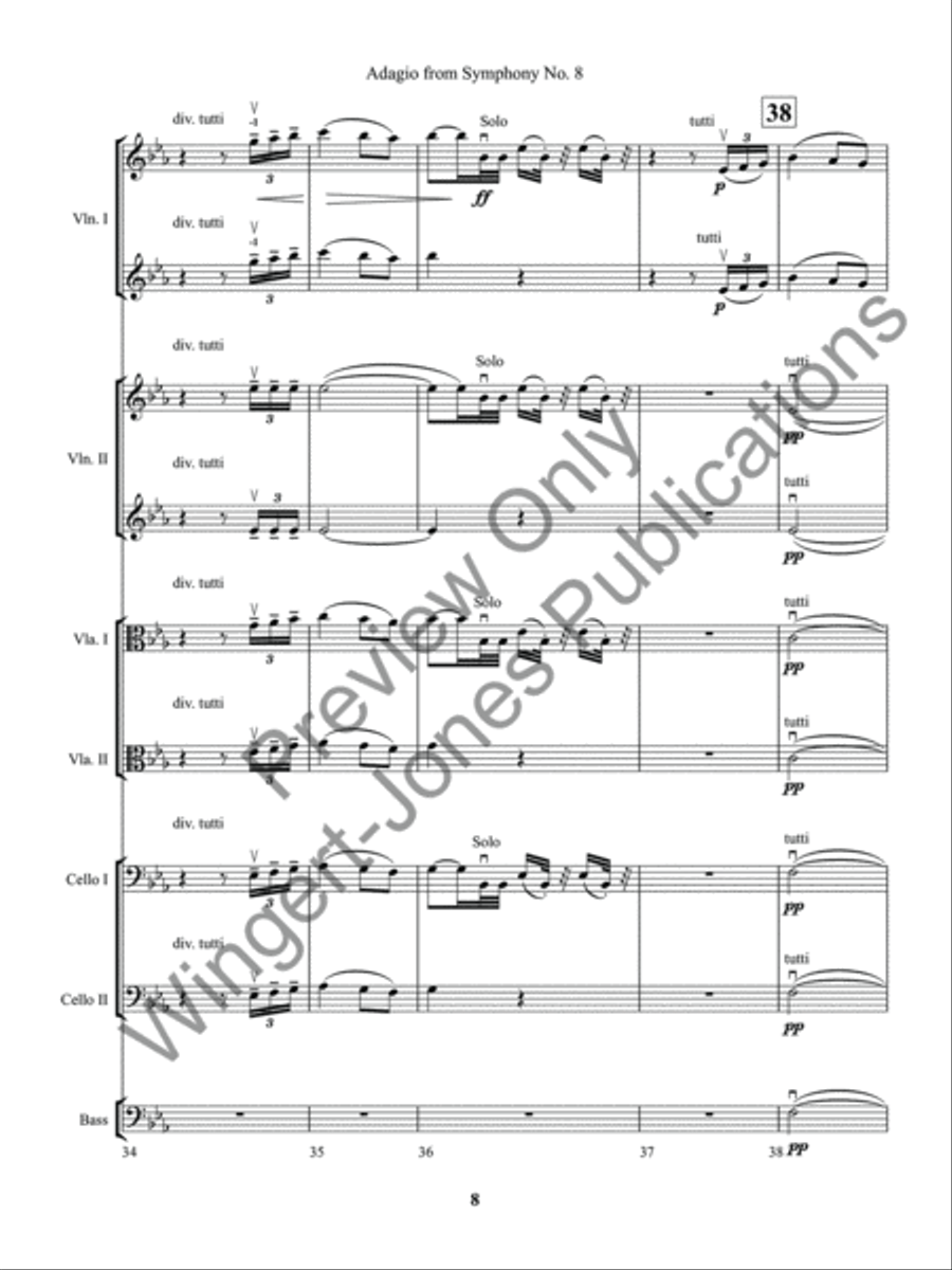 Adagio from Symphony No. 8 (Score) String Orchestra scores gallery preview page 11