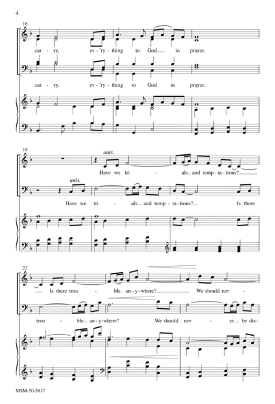 What a Friend We Have in Jesus 4-Part scores gallery preview page 4