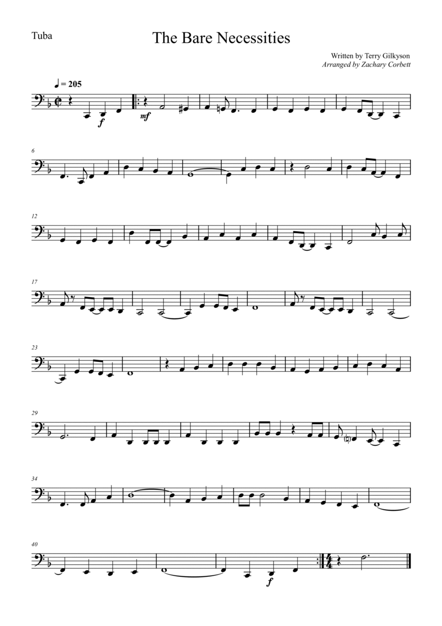 The Bare Necessities Piano scores gallery preview page 1