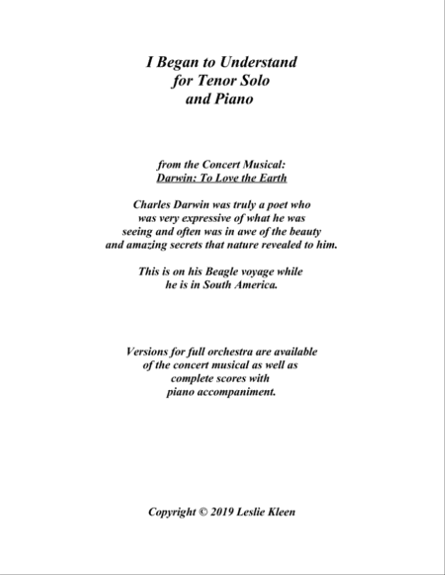 I Began to Understand for Tenor and Piano Tenor Voice scores gallery preview page 2