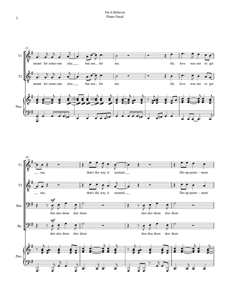 I'm A Believer I'm A Believer TTBB scores gallery preview page 2