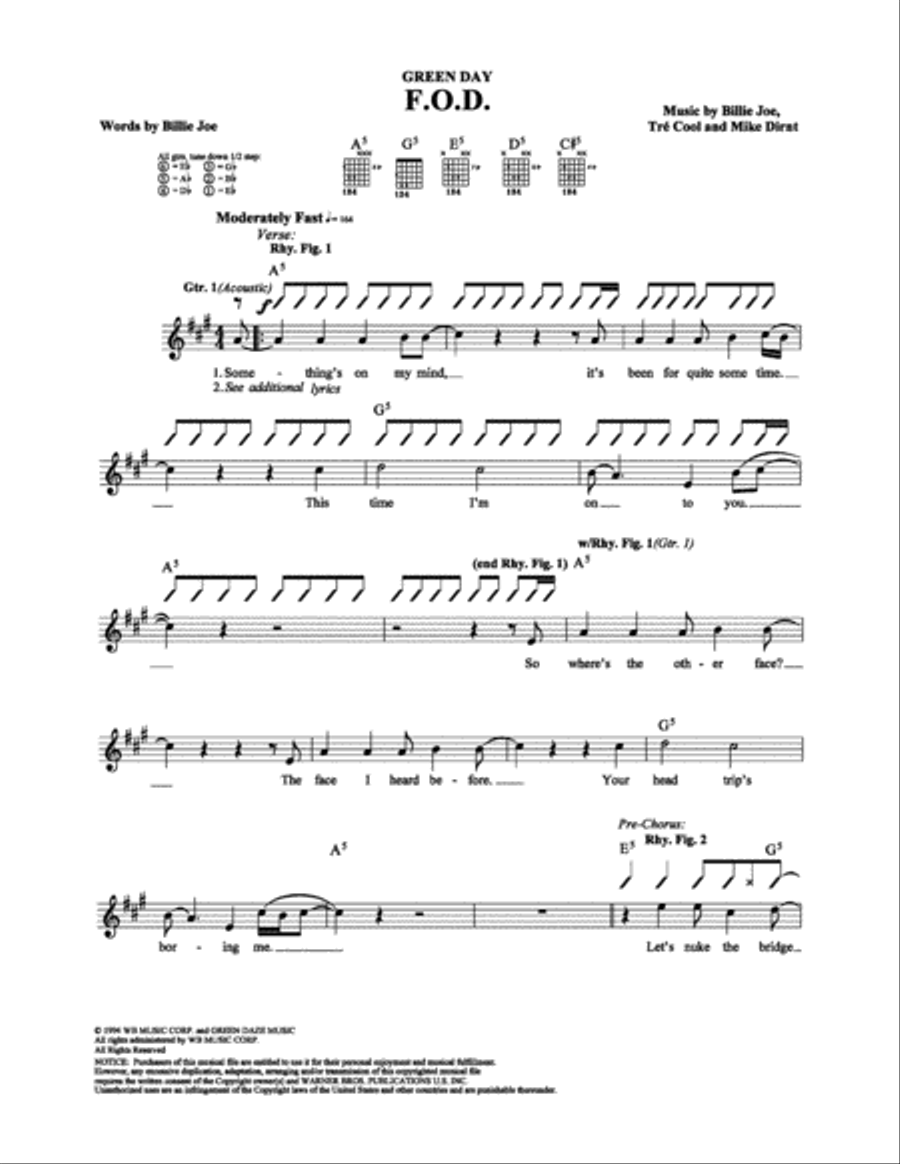 F.O.D. F.O.D. Electric Guitar scores gallery preview page 1