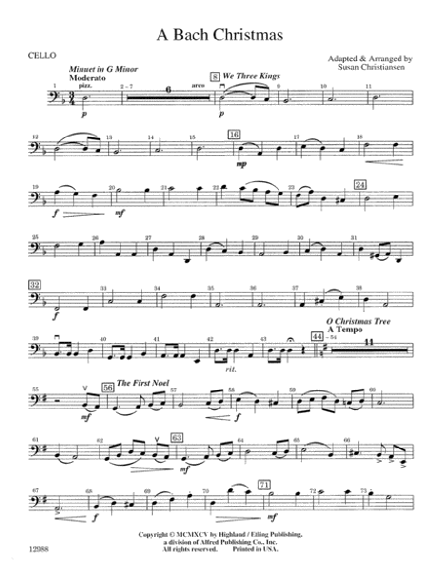 A Bach Christmas: Cello Full Orchestra scores gallery preview page 1