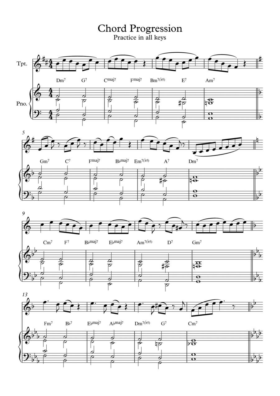 Chord Progression - Trumpet Trumpet Solo scores gallery preview page 1