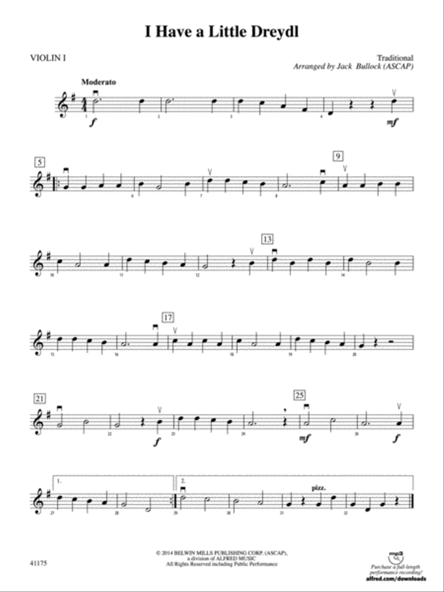 I Have a Little Dreydl: 1st Violin String Orchestra scores gallery preview page 1