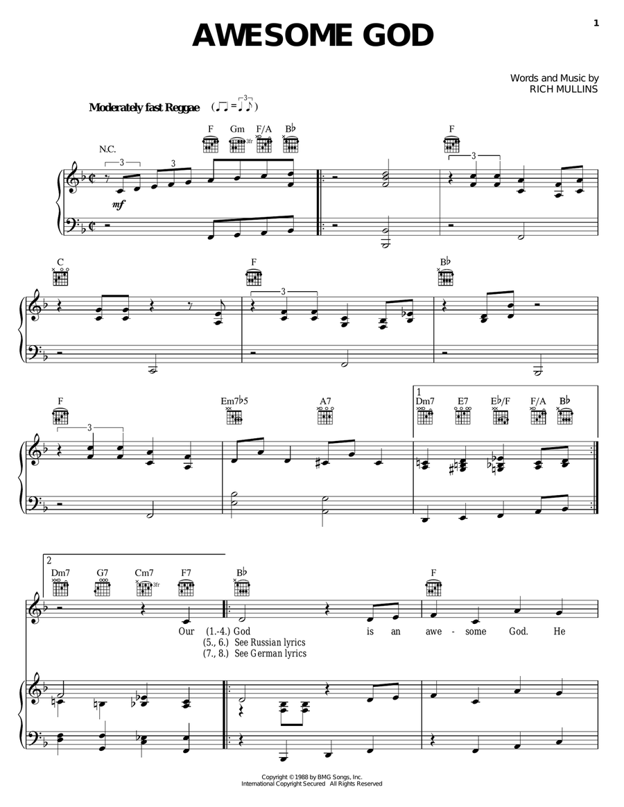 Awesome God Piano, Vocal, Guitar scores gallery preview page 1