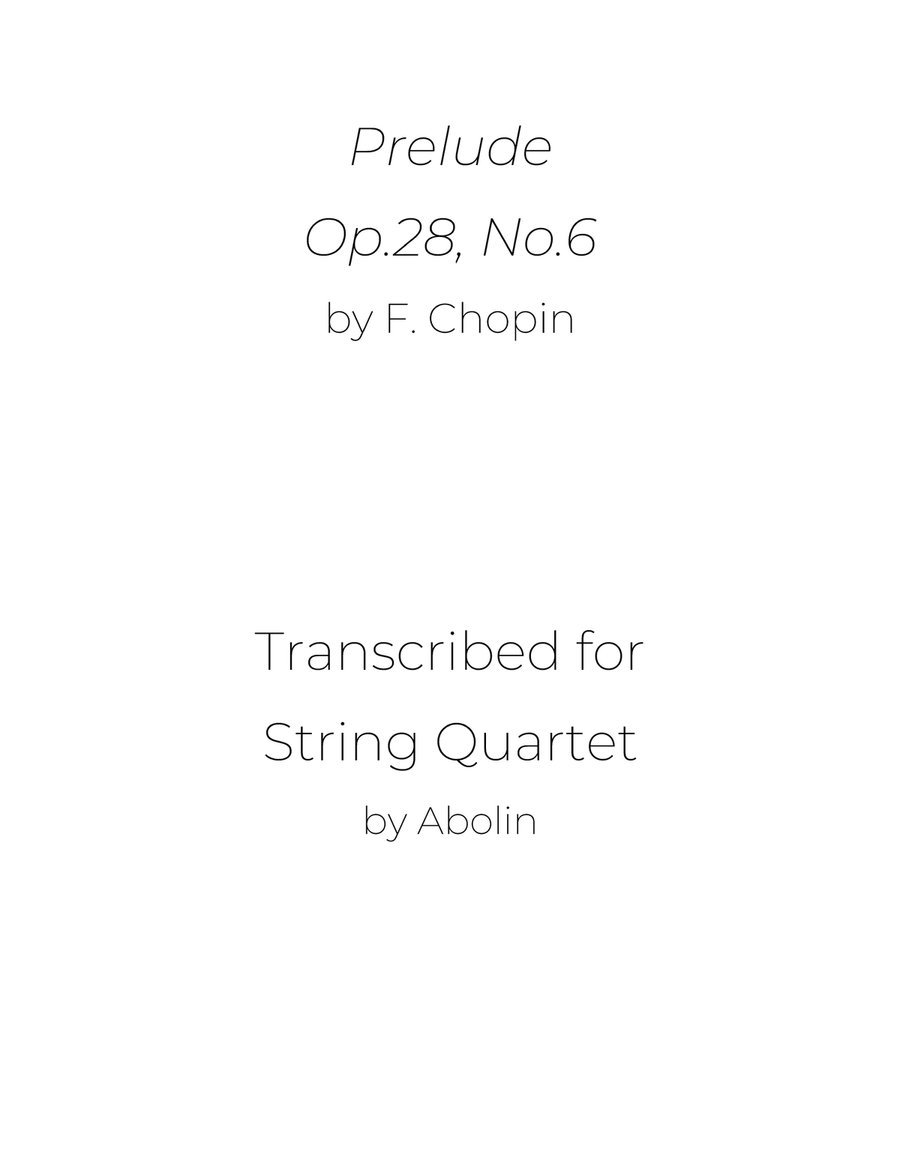 Chopin: Prelude, op.28, No.6 - String Quartet String Quartet scores gallery preview page 1