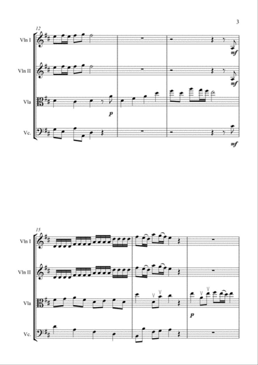 Handel: Let The Bright Seraphim for String Quartet - Score and Parts String Quartet scores gallery preview page 3