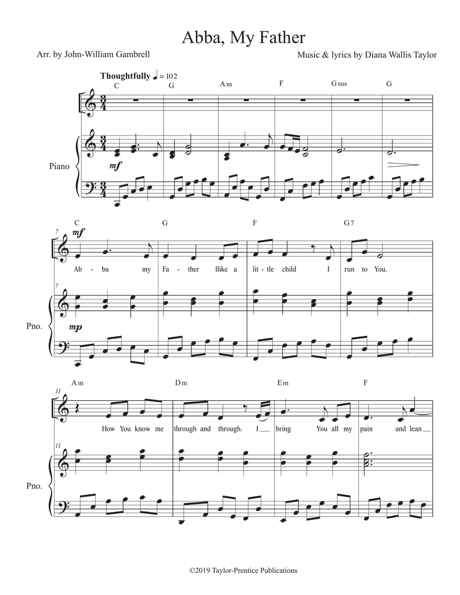Abba, My Father Abba, My Father Piano, Vocal scores gallery preview page 1