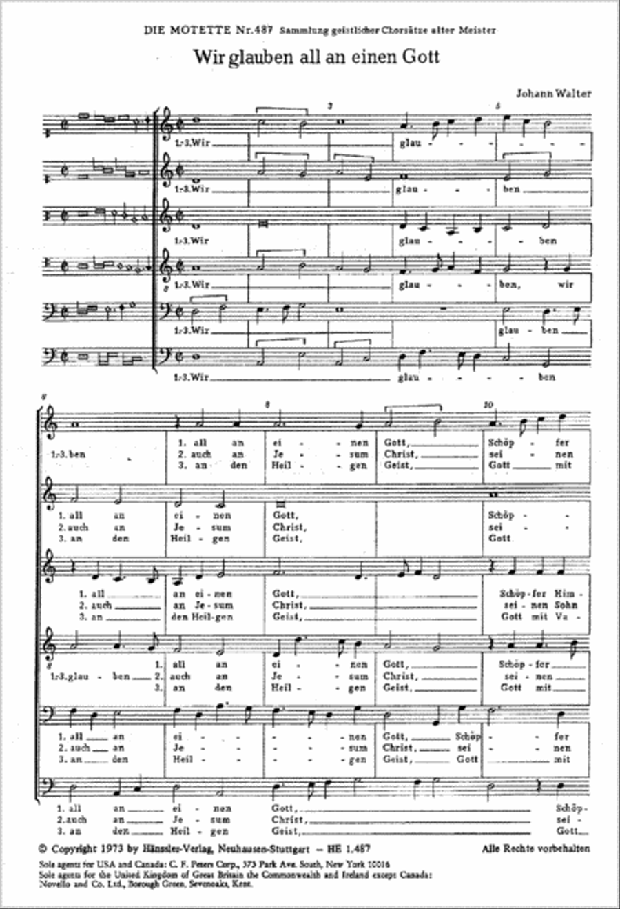 We all believe in one true God (Wir glauben all an einen Gott) SSATBB scores gallery preview page 1