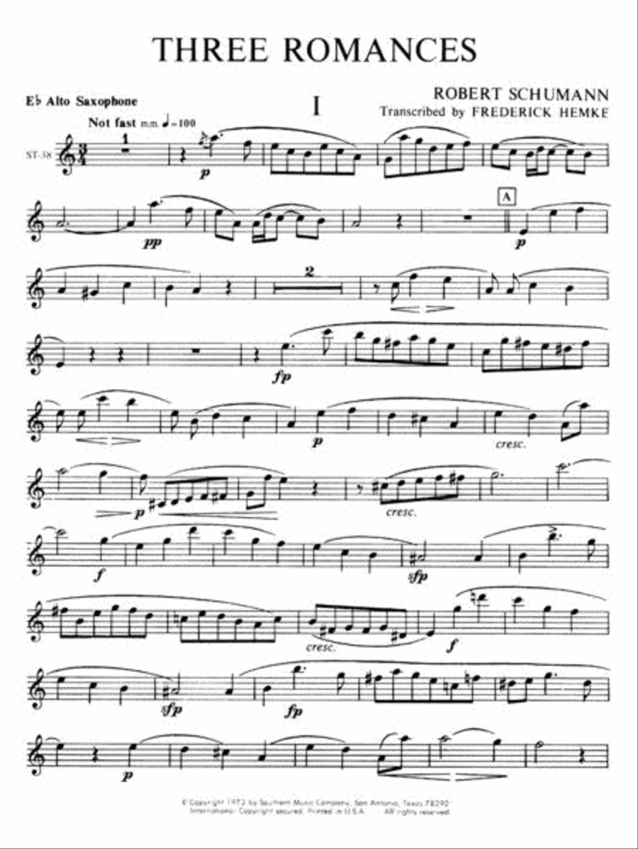 Three Romances Alto Saxophone scores gallery preview page 2