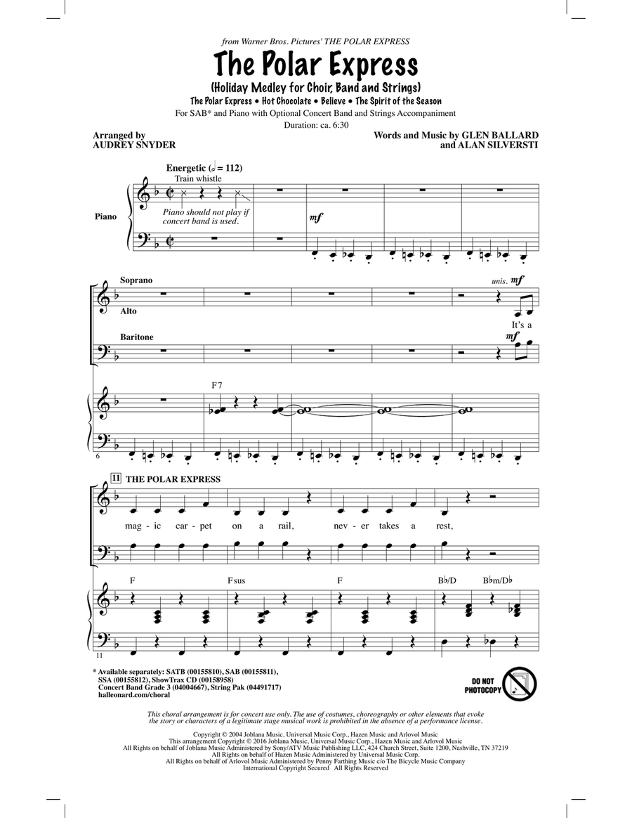 The Polar Express (Holiday Medley) (arr. Audrey Snyder) 3-Part scores gallery preview page 1