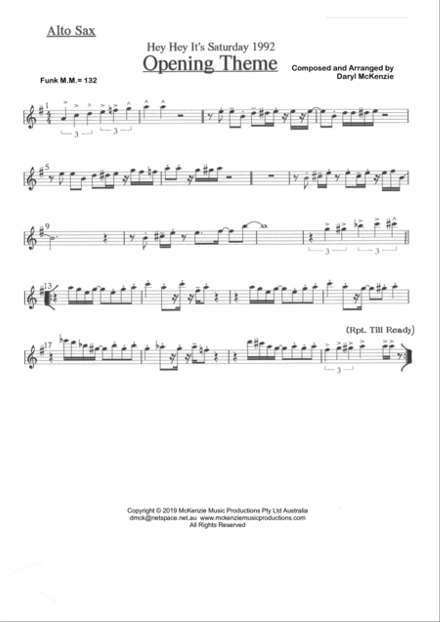Hey Hey It's Saturday Opening Theme - Instrumental Studio Band Saxophone scores gallery preview page 3