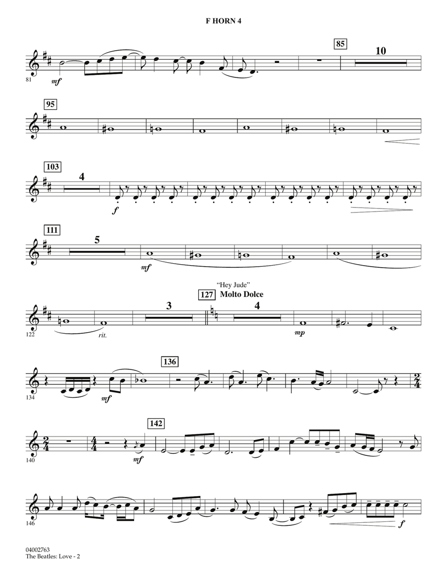 The Beatles: Love - F Horn 4 Concert Band scores gallery preview page 2