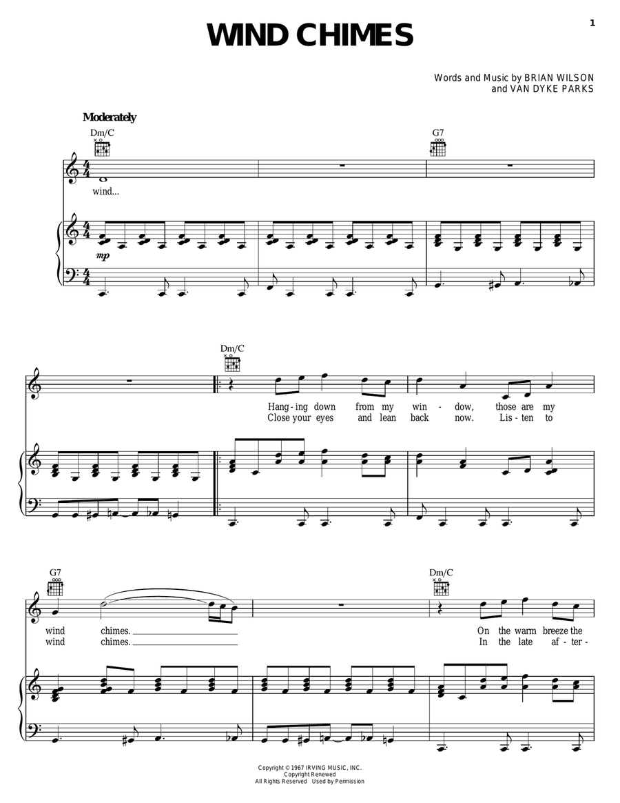 Wind Chimes Wind Chimes Piano, Vocal, Guitar scores gallery preview page 1