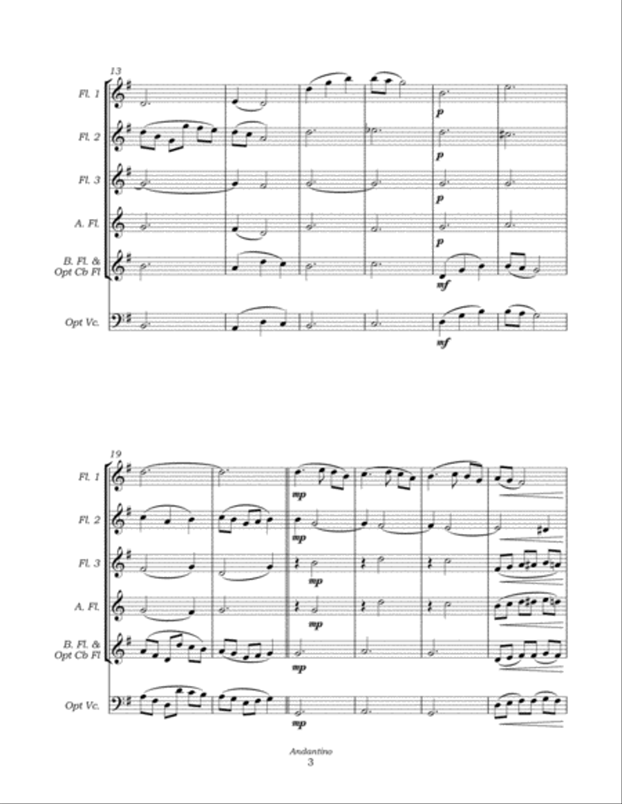 Andantino from Pieces posthumes for Flute Choir Flute Choir scores gallery preview page 6